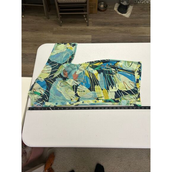 LOGO Layers by Lori Goldstein Women’s Top 1X Abstract Print Sheer Button‎ Front - Picture 10 of 11